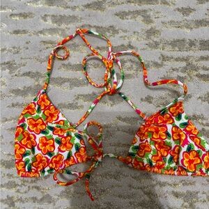 Heavy Manners Tropical Floral Bikini Top - Orange, Green, Yellow